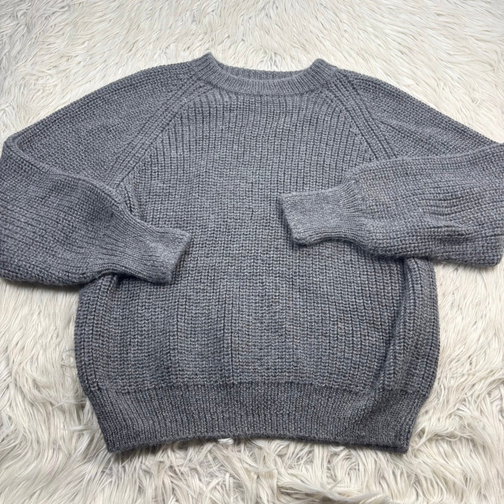 Sister Katie Women's M Gray 100% Alpaca Crew Sweater Preppy Heritage Academia